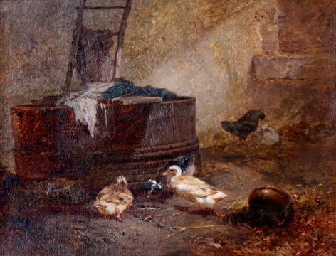 19th Century painting of ducks by V. Monselm
