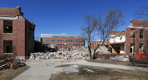 Davidson Hall partially demolished