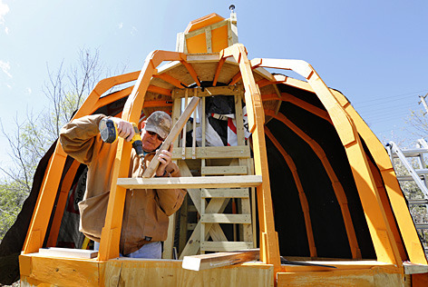 Construction of The Great Pumpkin treehouse.