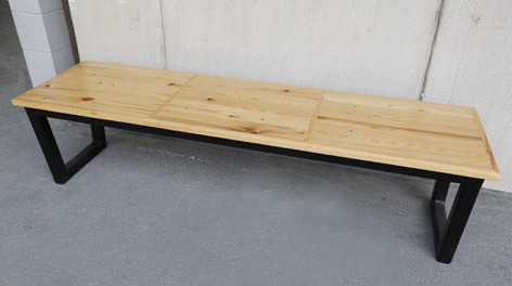 prototype of steel and wood bench
