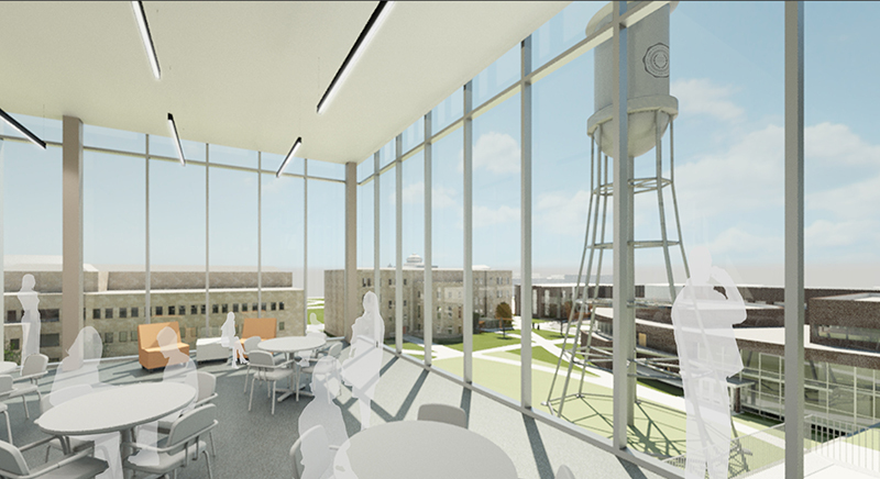Student Innovation Center view from top floor schematic