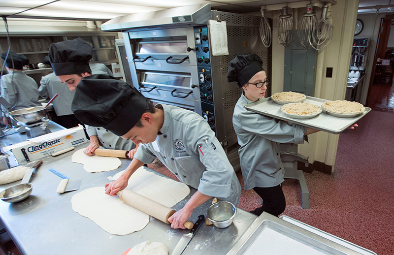 Student chefs at work in the kitchen