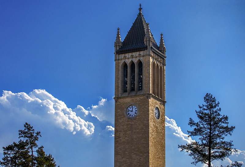 Campanile with clouds in the sky