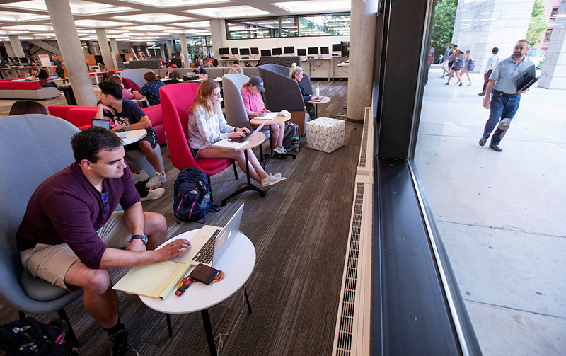 Students study in new library collaboration space