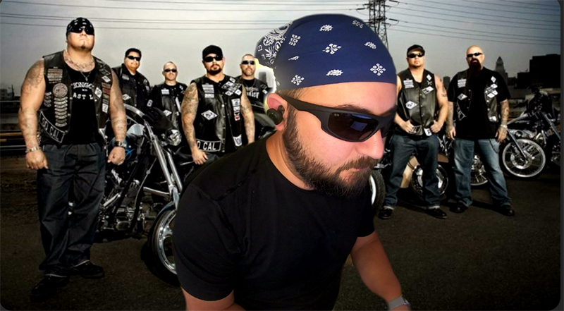 Paul Easker as a biker gang member