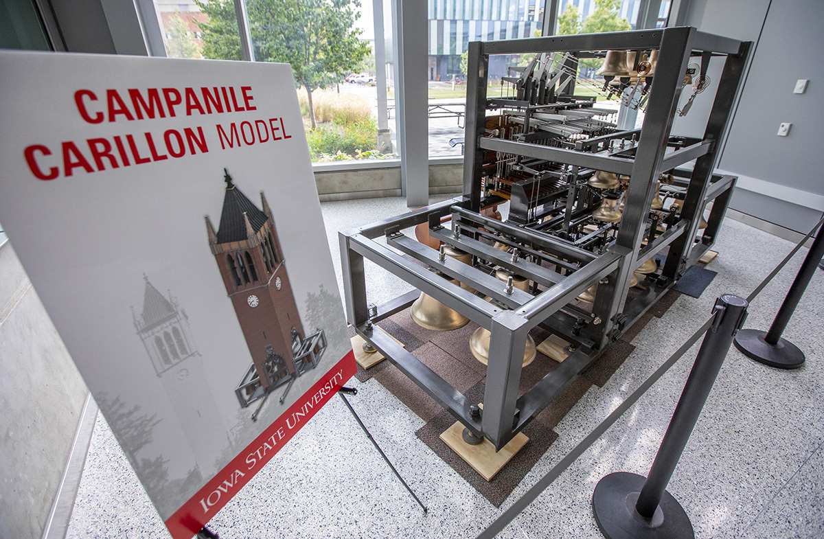 Campanile/carillon model in the Sukup Hall atrium