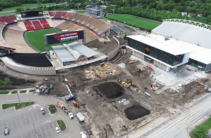 Overhead image of stadium construction zone