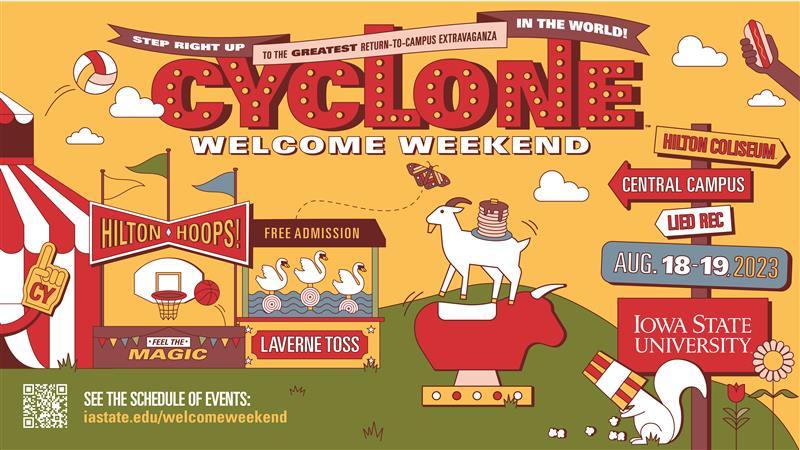 Fair-themed Cyclone welcome weekend logo