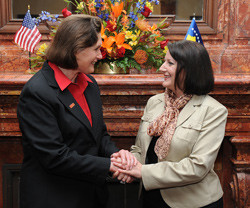 Provost Hoffman and Kosovo President Jahjaga