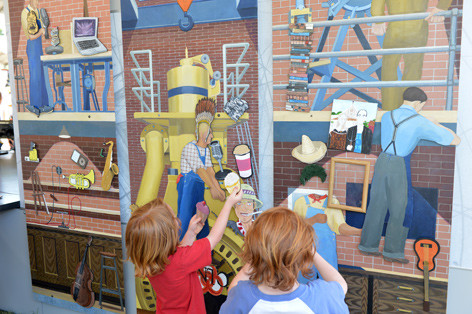 Youngsters recompose a Grant Wood mural
