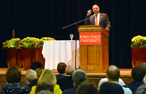 President Leath at the podium