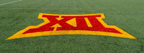 Big 12 logo on soccer field