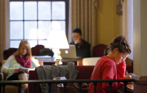 Studying in the MU west lounge