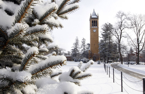 campanile in the snow