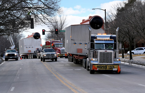 Boilers, en route to ISU's power plant