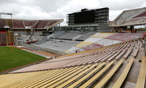 Interior view of stadium's bowled-in south end zone