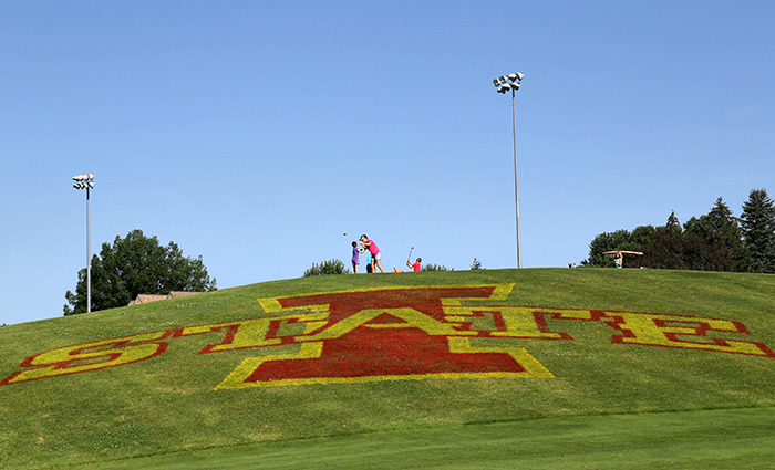 I-State logo painted on Veenker driving range.