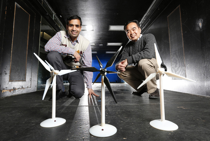 Researchers in ISU wind tunnel