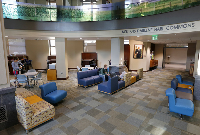 student lounge in basement of Curtiss Hall