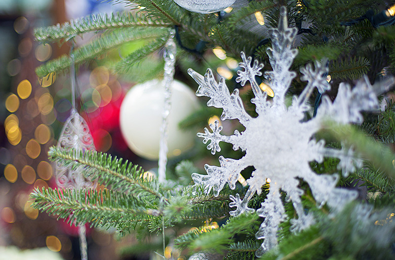 Closeup of snowflake ornament in Reiman Gardens exhibit