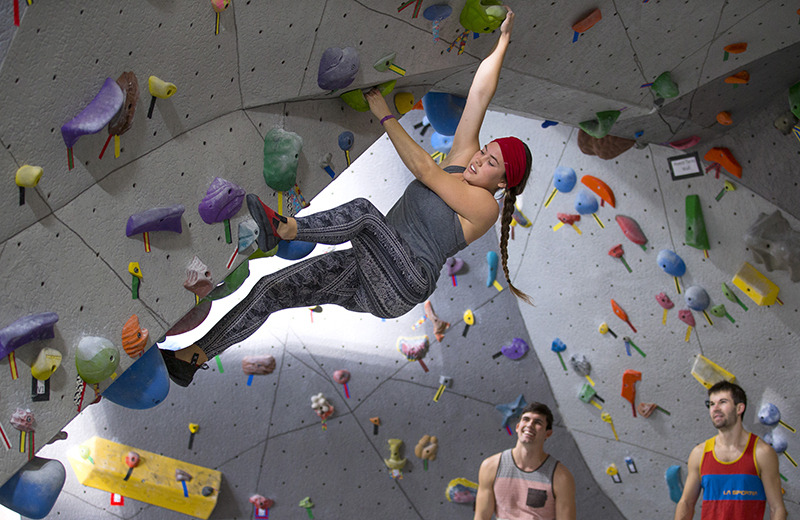 Bouldering wall at Lied Center