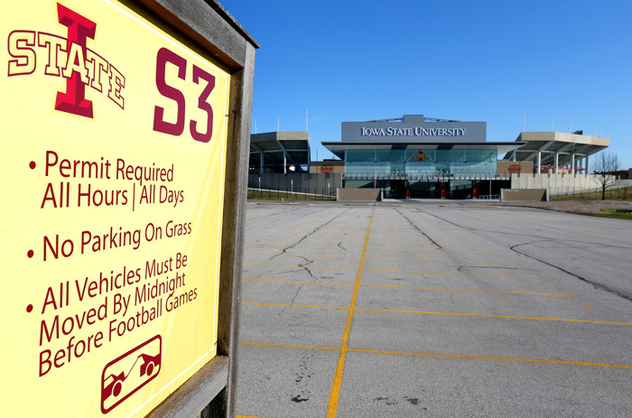 Parking lot south of the football stadium club facility