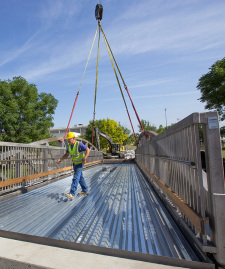 Placement of pedestrian bridge over College Creek