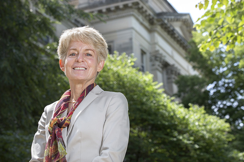 Kate Gregory outside Beardshear Hall.