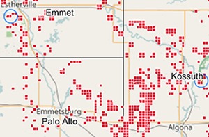 Land-grant parcels in Iowa