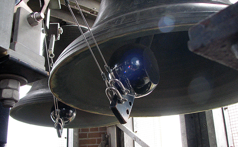 Close-up view of carillon bells