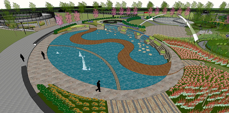 sketch of pool in stadium green space