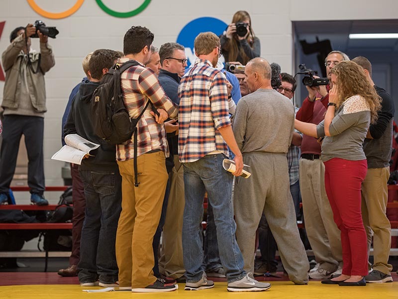 Wrestling media day interviews