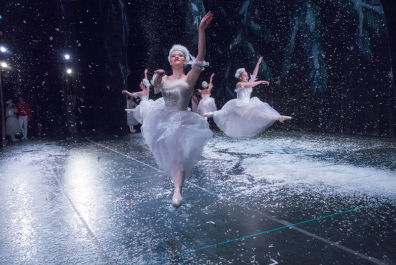 Ballet dancers perform the dance of the snowflakes