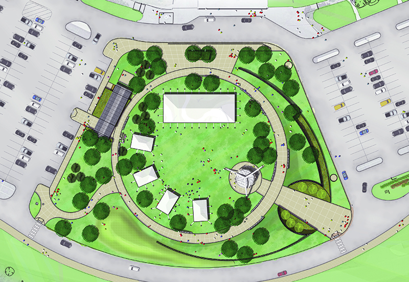 Sketch of stadium south plaza