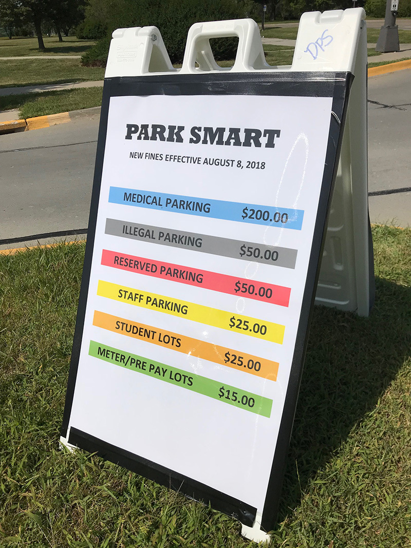 Sign showing increased parking fines