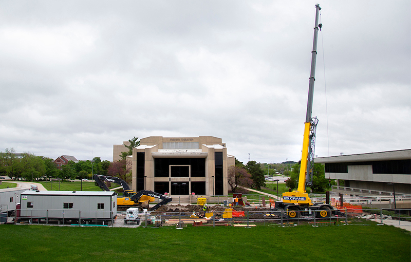 Courtyard south of Fisher Theater is a construction zone