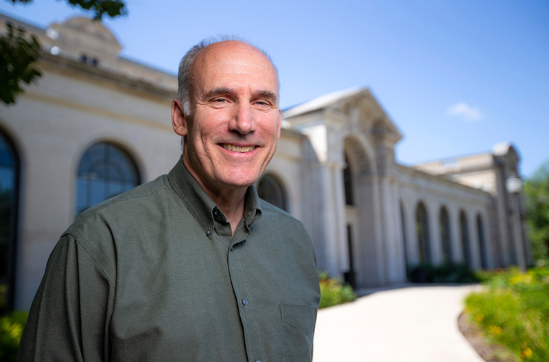 Brendan O'Brien in front of the Memorial Union