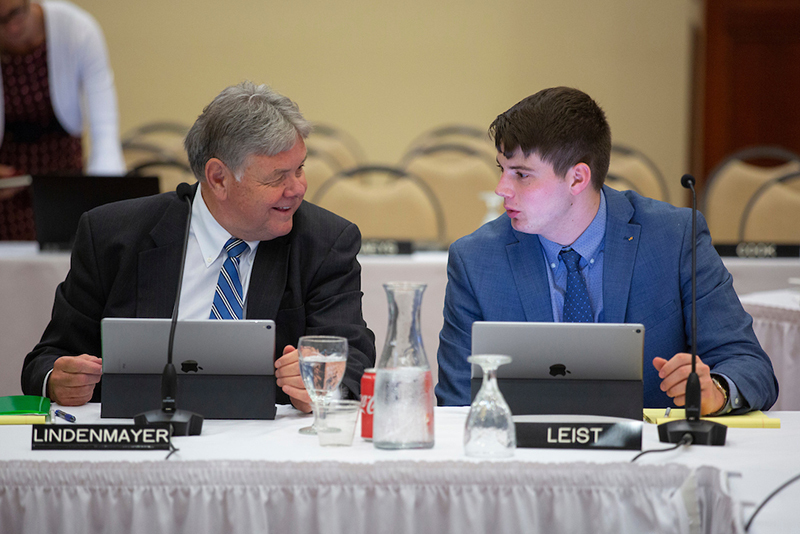 Regents Jim Lindenmayer (left) and Zack Leist