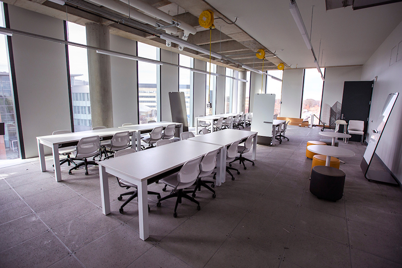 Studio classroom on fourth floor of Student Innovation Center