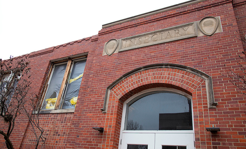 A windowless Insectary awaits demolition