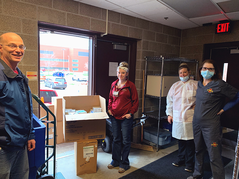 Making PPE delivery to Thielen Student Health Center