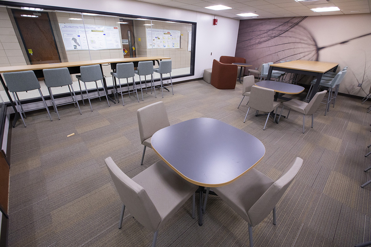 Seating areas in Bessey Hall's student space.