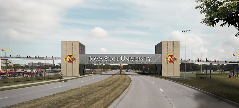 Architect's sketch of University Boulevard pedestrian bridge