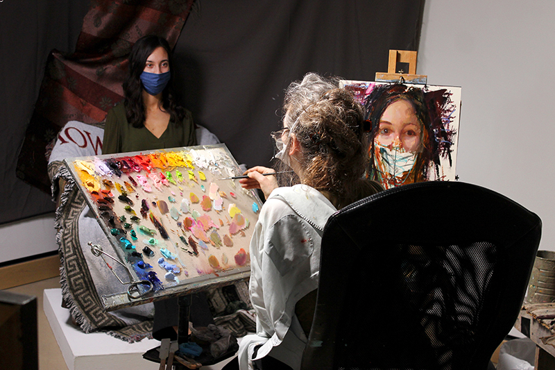 Artist Rose Frantzen paints Tessa Mendoza's portrait