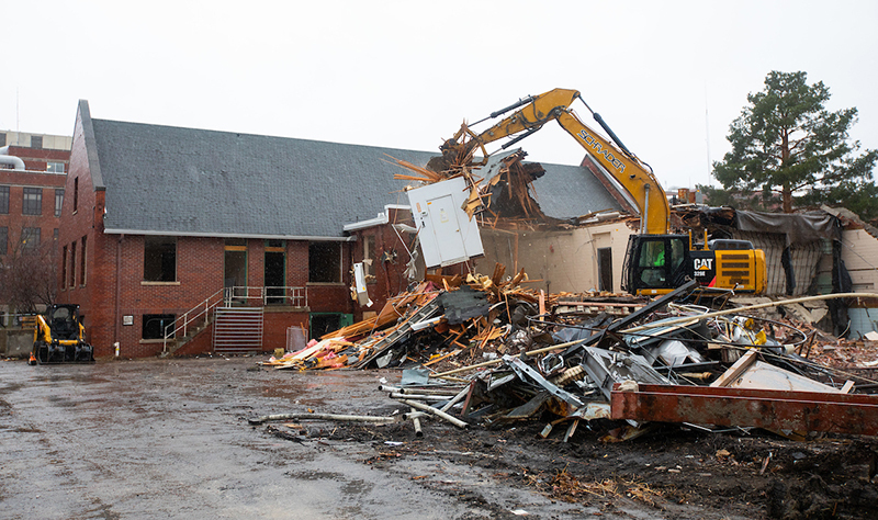 Genetics Lab demolition, looking south