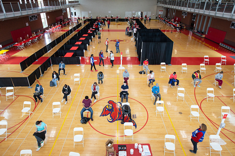 Observation area at the south end of State Gym