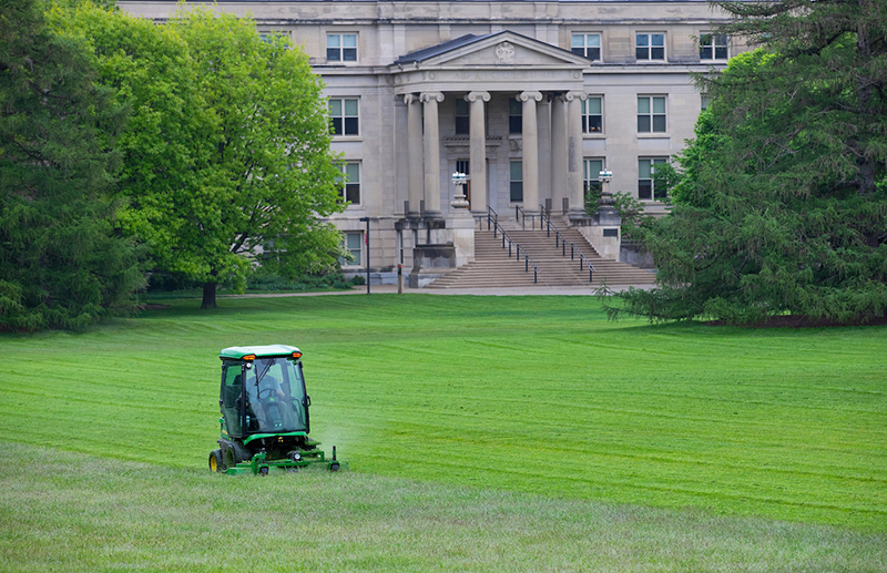 lawn mower on central campus