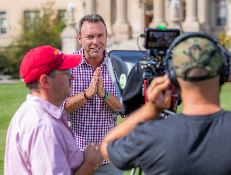 TV show host Alex Boylan records segment