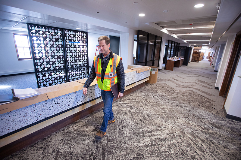 Bart Dobson in renovated Memorial Union hallway