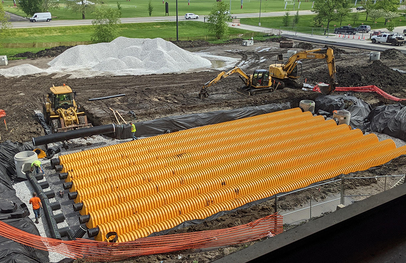 detention basin, uncovered